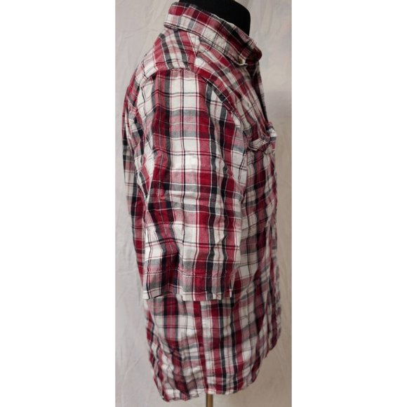 Carhartt Relaxed Fit Mens Medium Reg Red Plaid Short Sleeve Button Work Shirt - Picture 7 of 12